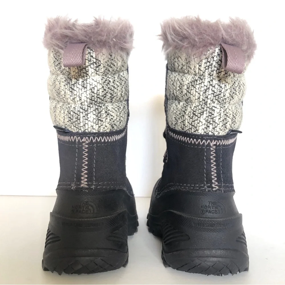 The North Face Shellista Lace Novelty II Gray Purple Faux Fur Girl Snow Boots